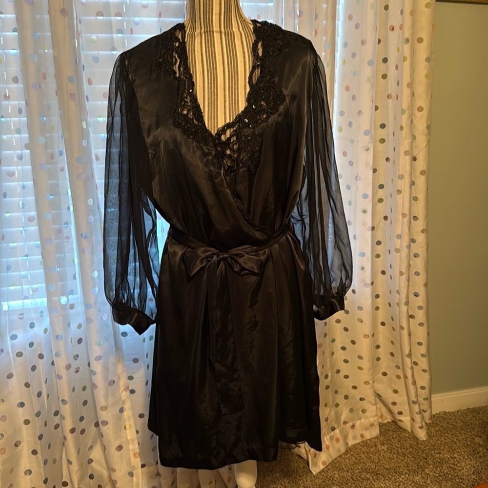 Vintage black Christian Dior peignoir set